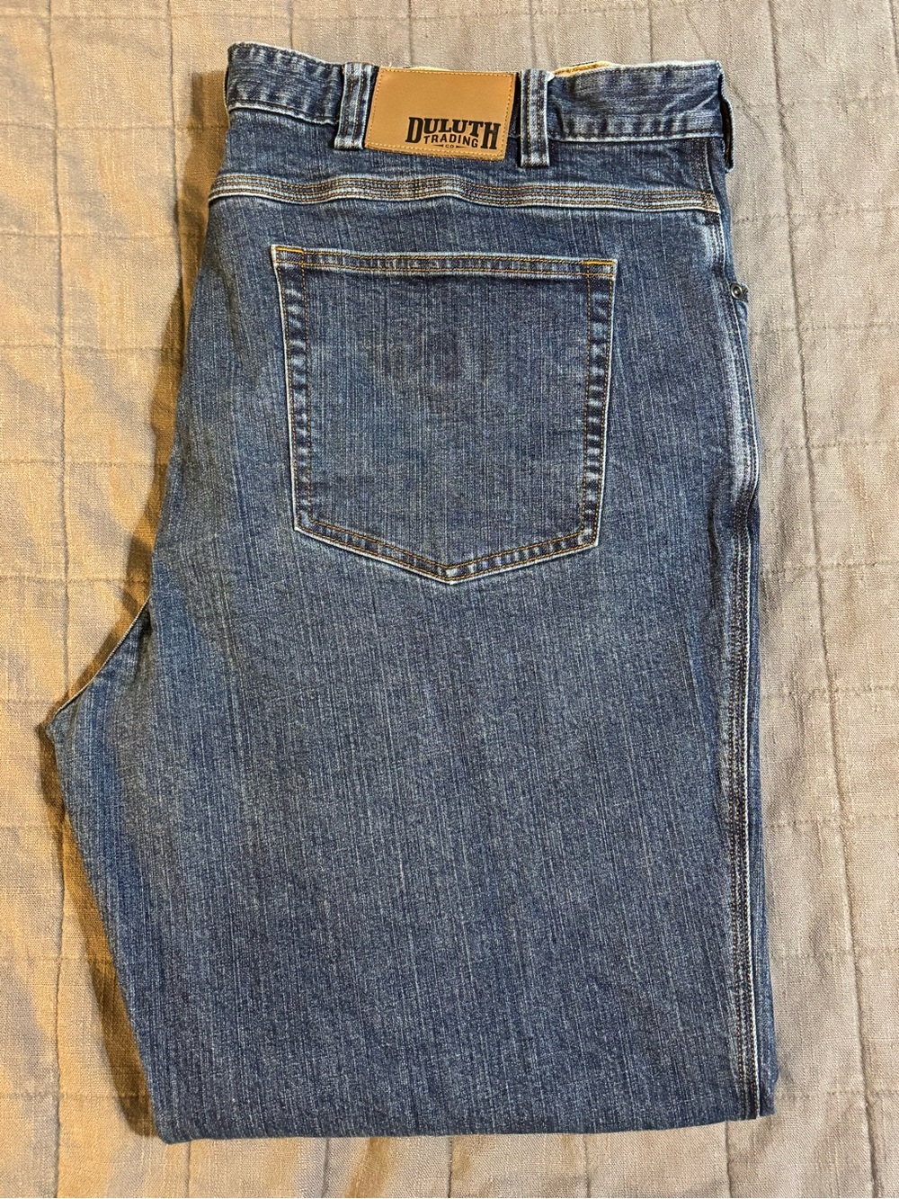 Duluth Trading Co Flex Ballroom Men’s Dark Blue Relaxed Denim Jeans 44X32